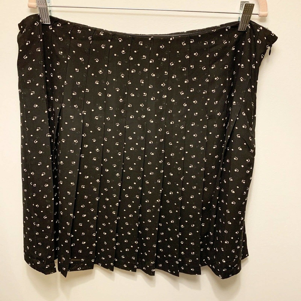 Lauren Ralph Lauren Women's 16 Skirt w/ Lining Pleated Short Blk White Polyester